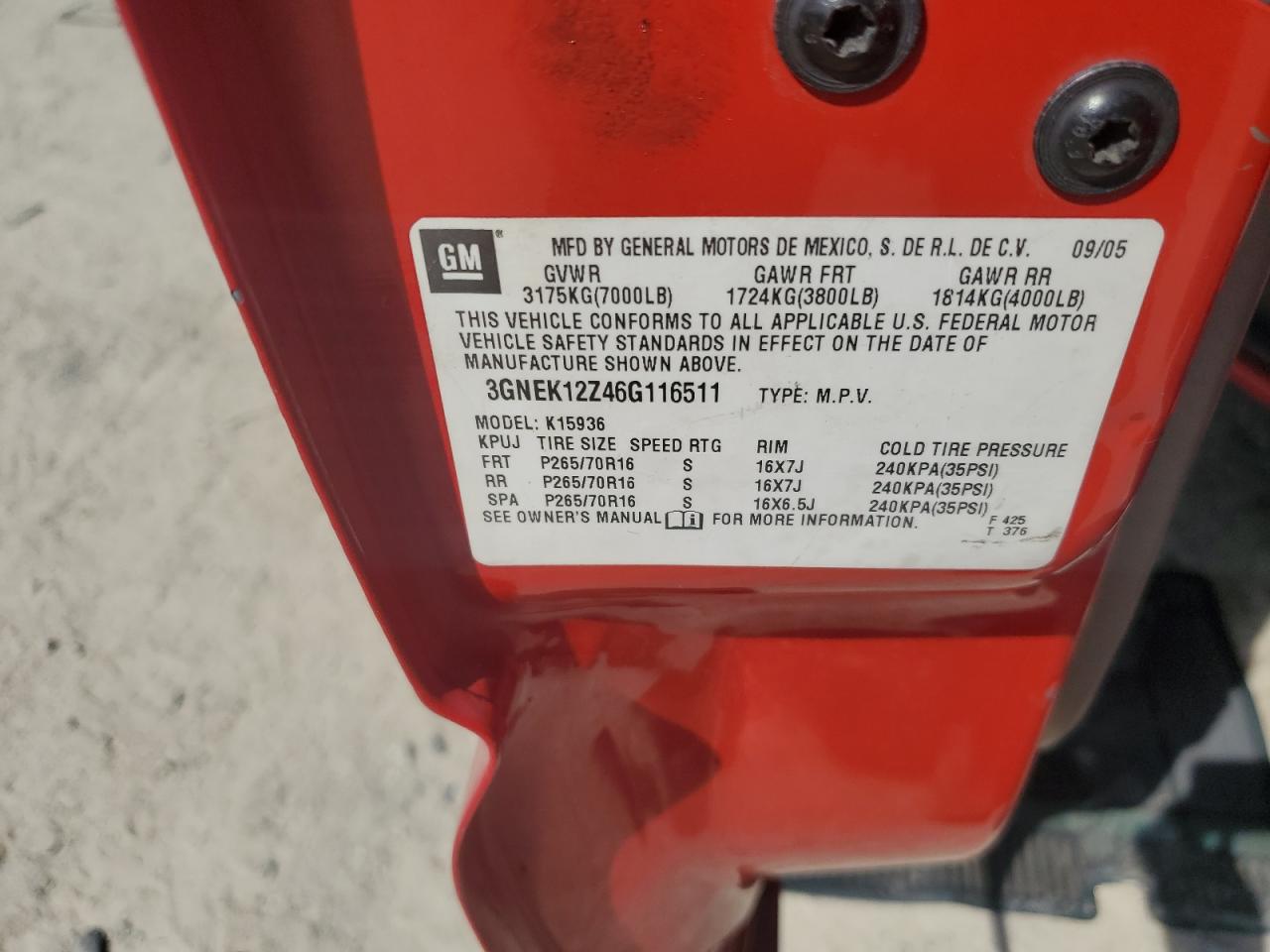 2006 Chevrolet Avalanche K1500 VIN: 3GNEK12Z46G116511 Lot: 81478385