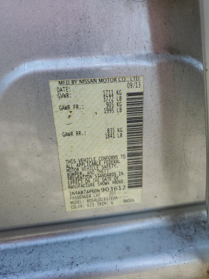 2013 Nissan Sentra S VIN: 1N4AB7AP6DN903612 Lot: 82129785