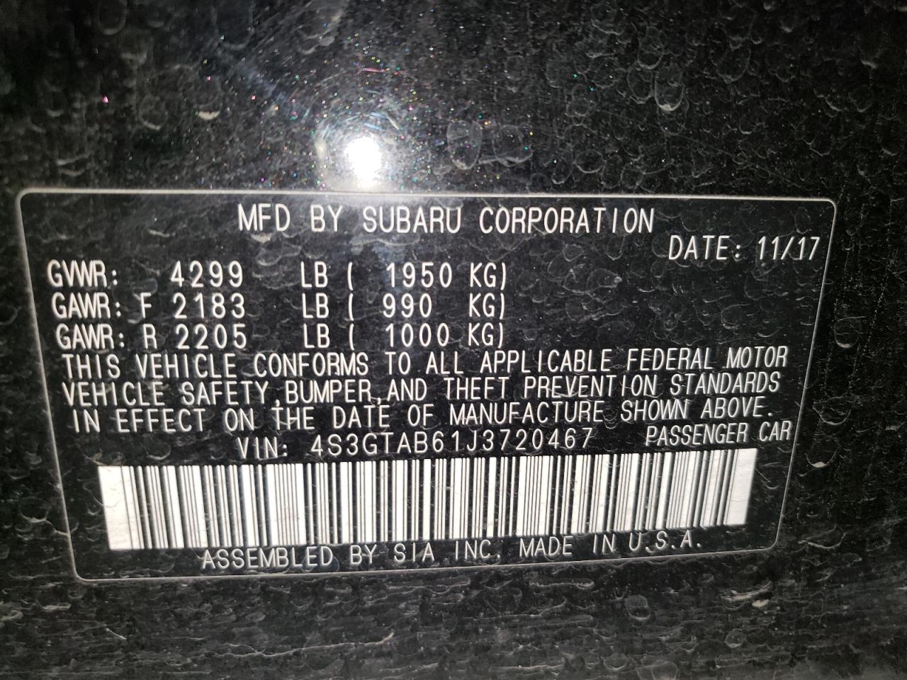 2018 Subaru Impreza Premium VIN: 4S3GTAB61J3720467 Lot: 81528195