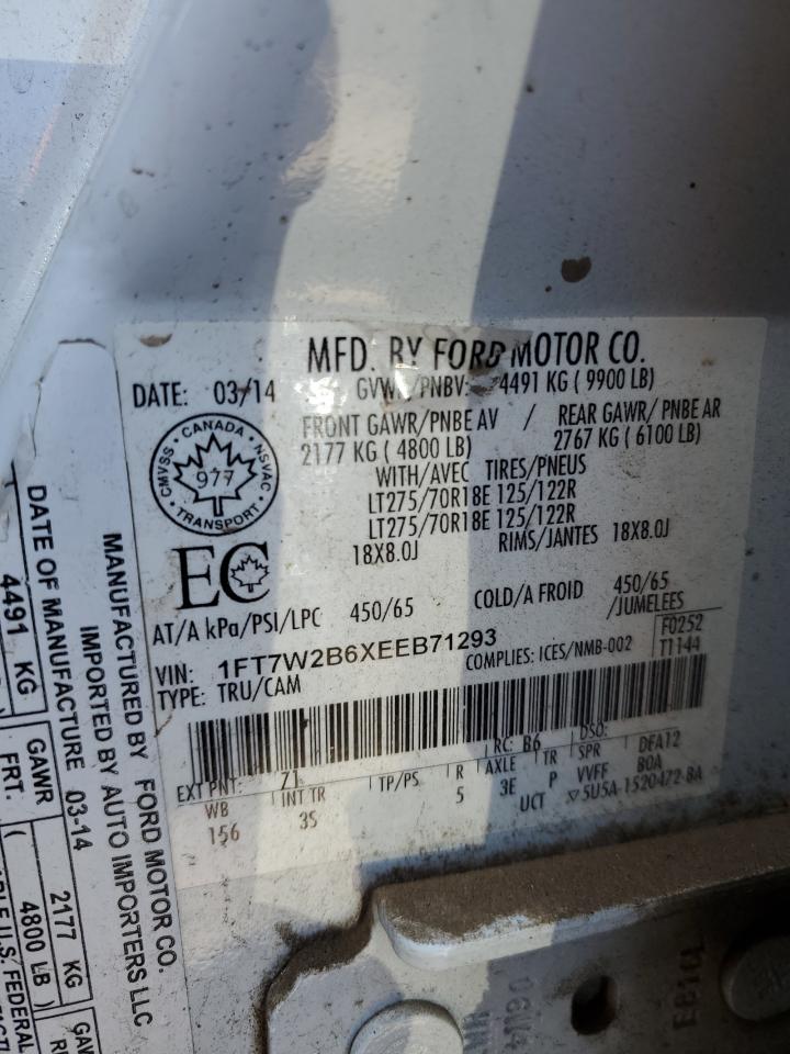 2014 Ford F250 Super Duty VIN: 1FT7W2B6XEEB71293 Lot: 80549795