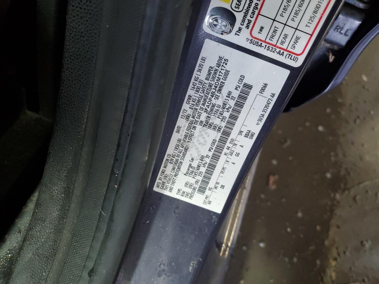 2013 Ford Fiesta Se VIN: 3FADP4BJ4DM171725 Lot: 83838685