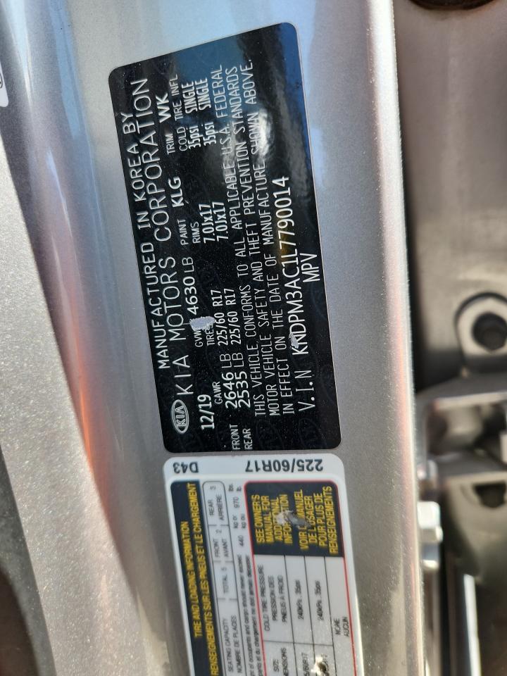 2020 Kia Sportage Lx VIN: KNDPM3AC1L7790014 Lot: 81053235