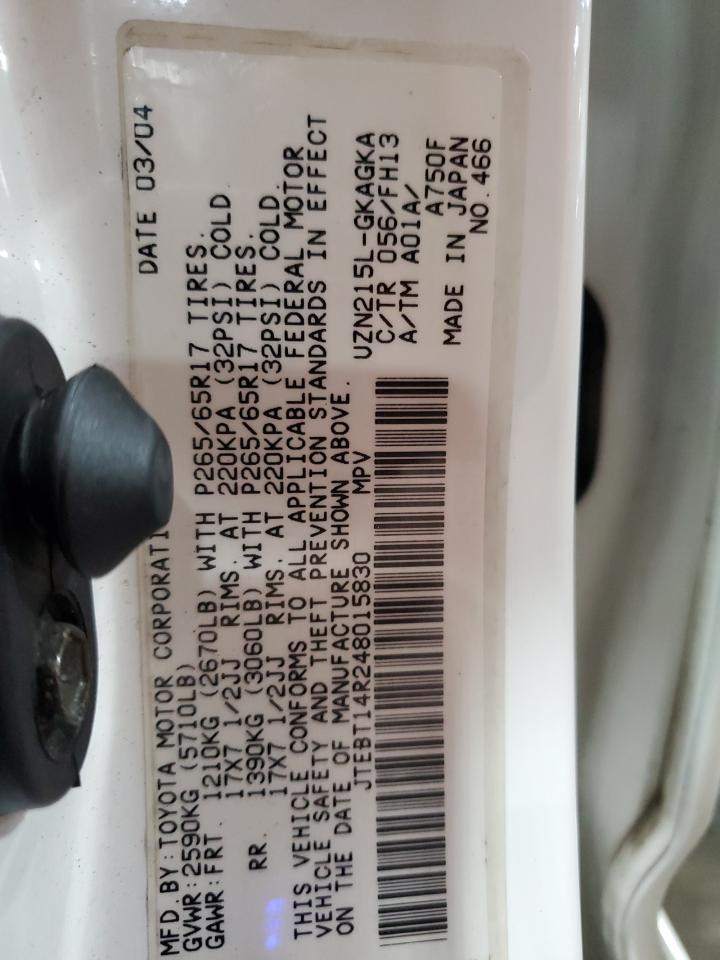 2004 Toyota 4Runner Sr5 VIN: JTEBT14R248015830 Lot: 80163305