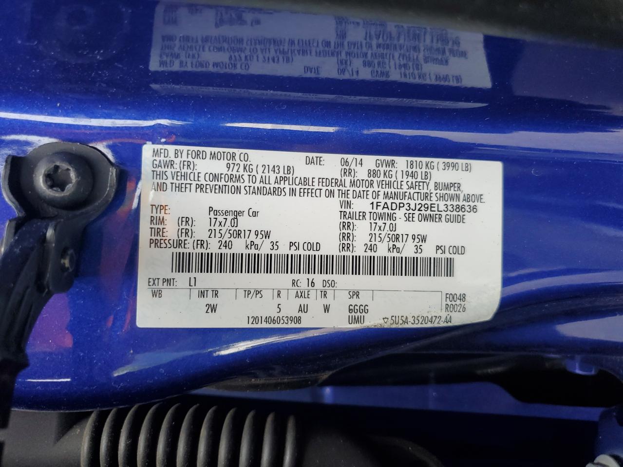 2014 Ford Focus Titanium VIN: 1FADP3J29EL338636 Lot: 71959865