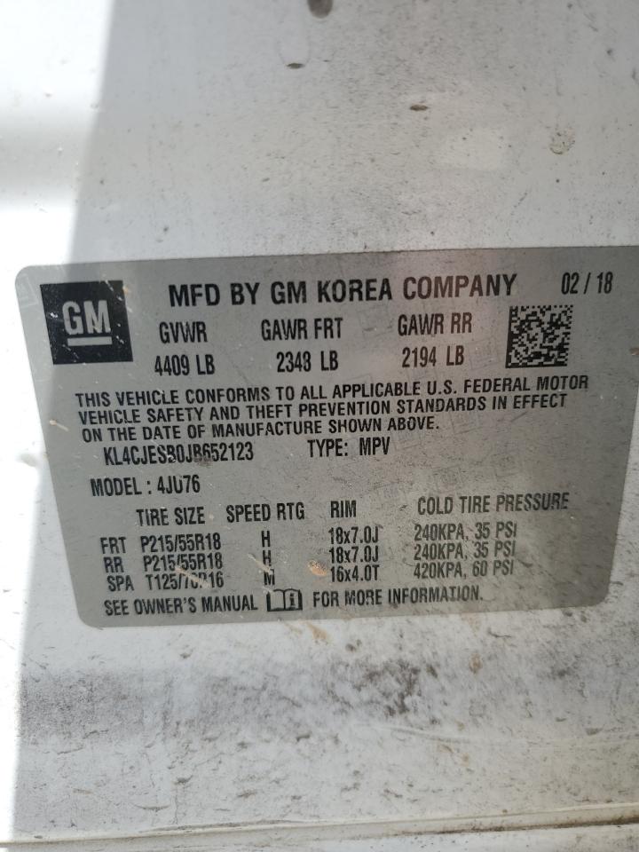 2018 Buick Encore Preferred VIN: KL4CJESB0JB652123 Lot: 81001205