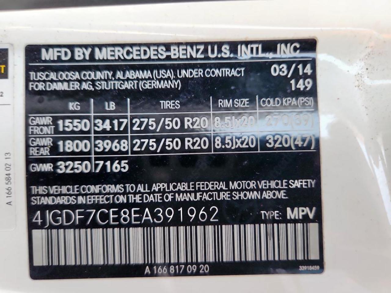 2014 Mercedes-Benz Gl 450 4Matic VIN: 4JGDF7CE8EA391962 Lot: 71542075