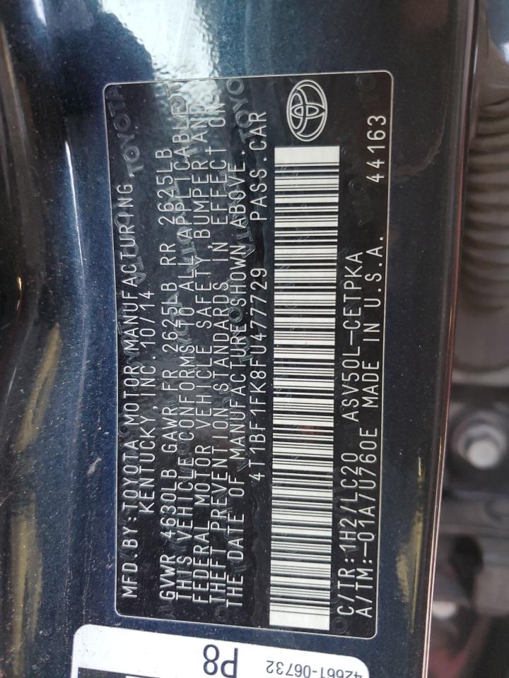 2015 Toyota Camry Le VIN: 4T1BF1FK8FU477729 Lot: 82084965