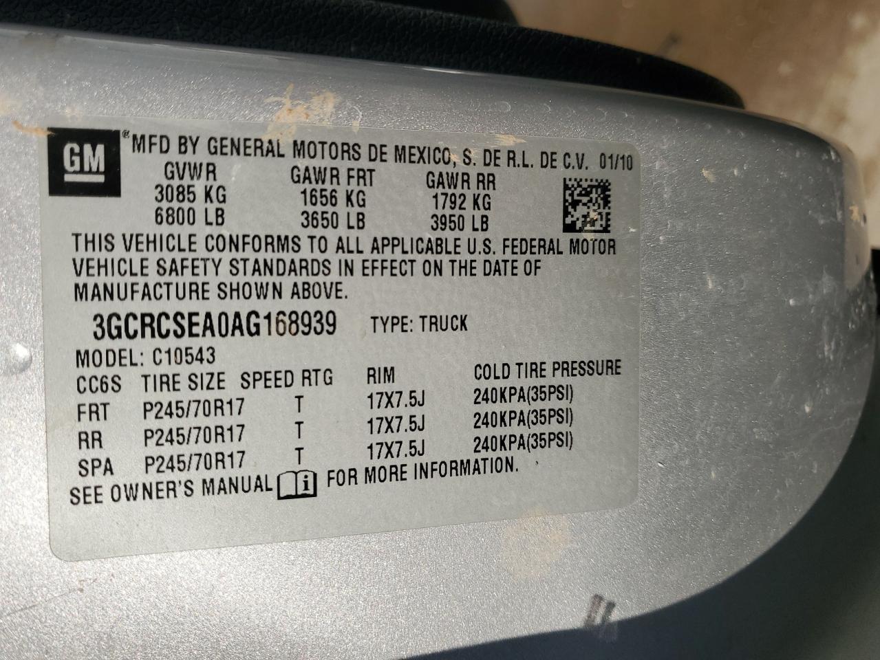 2010 Chevrolet Silverado C1500 Lt VIN: 3GCRCSEA0AG168939 Lot: 80522225