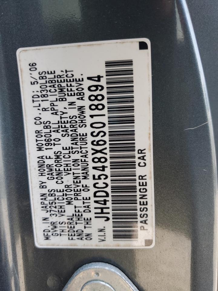 2006 Acura Rsx VIN: JH4DC548X6S018894 Lot: 70847035