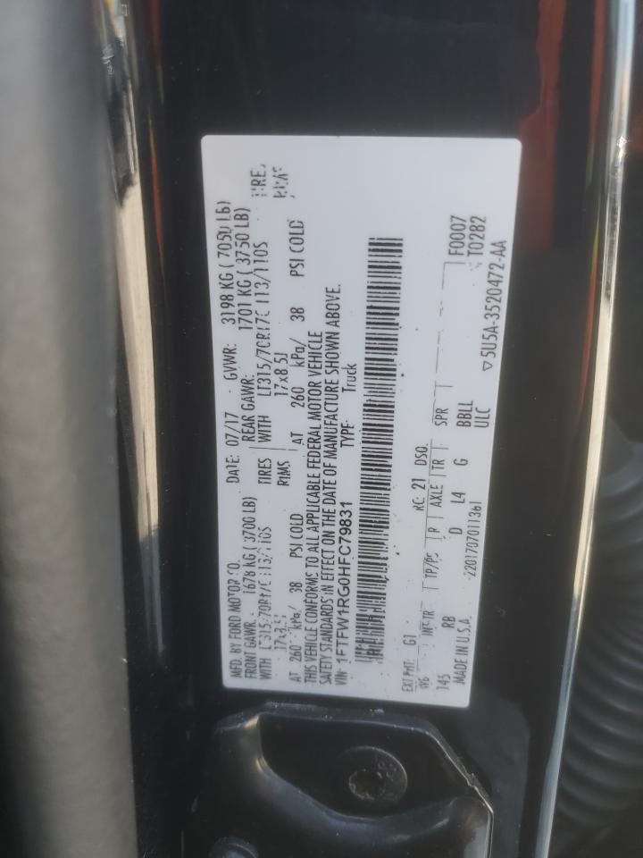 2017 Ford F150 Raptor VIN: 1FTFW1RG0HFC79831 Lot: 71269365