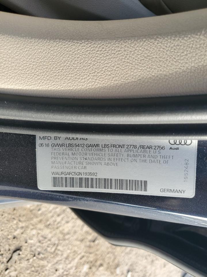 2016 Audi A6 Premium Plus VIN: WAUFGAFC5GN193592 Lot: 81672175