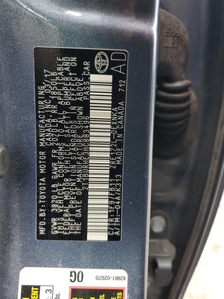 2017 Toyota Corolla L VIN: 2T1BURHE3HC883496 Lot: 81920155