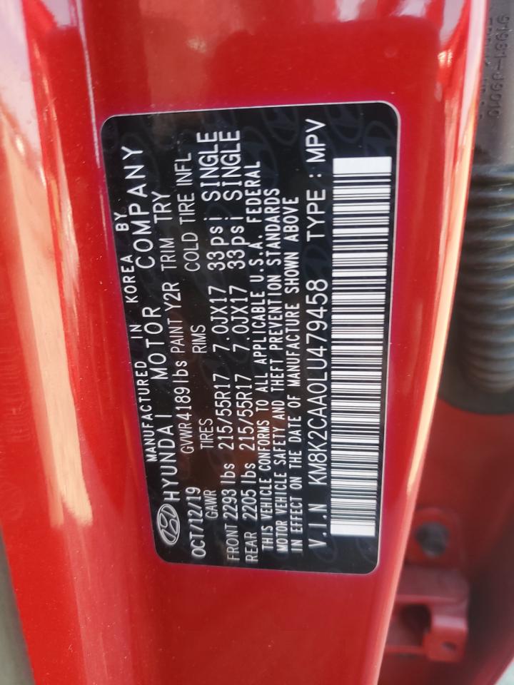2020 Hyundai Kona Sel VIN: KM8K2CAA0LU479458 Lot: 72084045