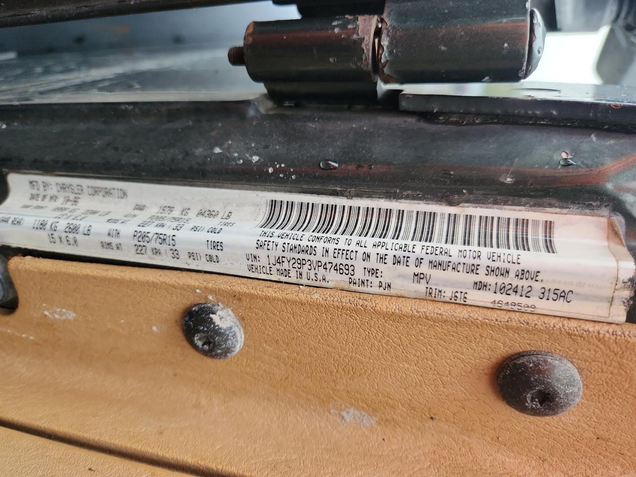 1997 Jeep Wrangler / Tj Se VIN: 1J4FY29P3VP474693 Lot: 80686825