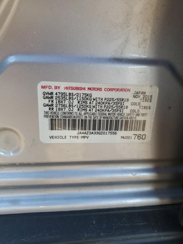 2016 Mitsubishi Outlander Se VIN: JA4AZ3A33GZ017556 Lot: 80307345