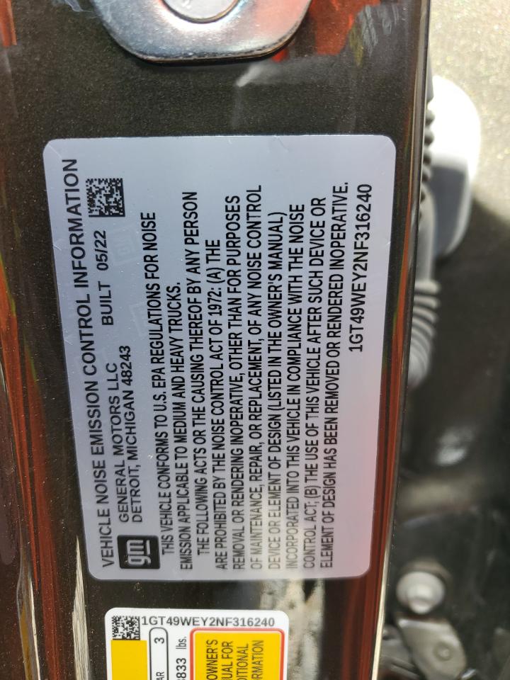 2022 GMC Sierra K3500 Denali VIN: 1GT49WEY2NF316240 Lot: 71695565