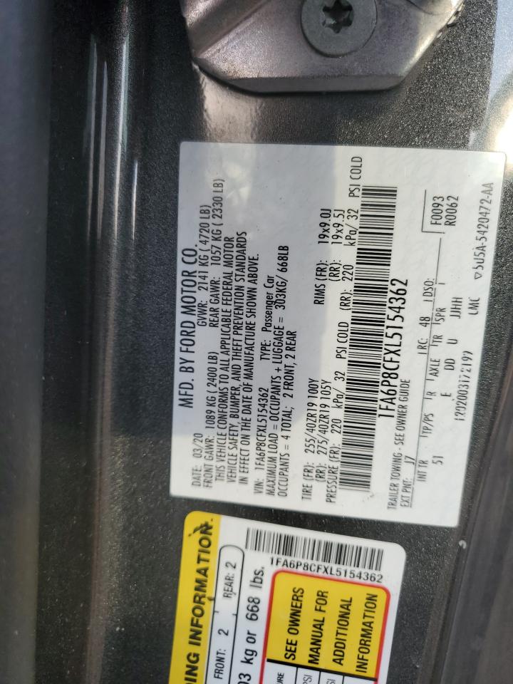 2020 Ford Mustang Gt VIN: 1FA6P8CFXL5154362 Lot: 80169175