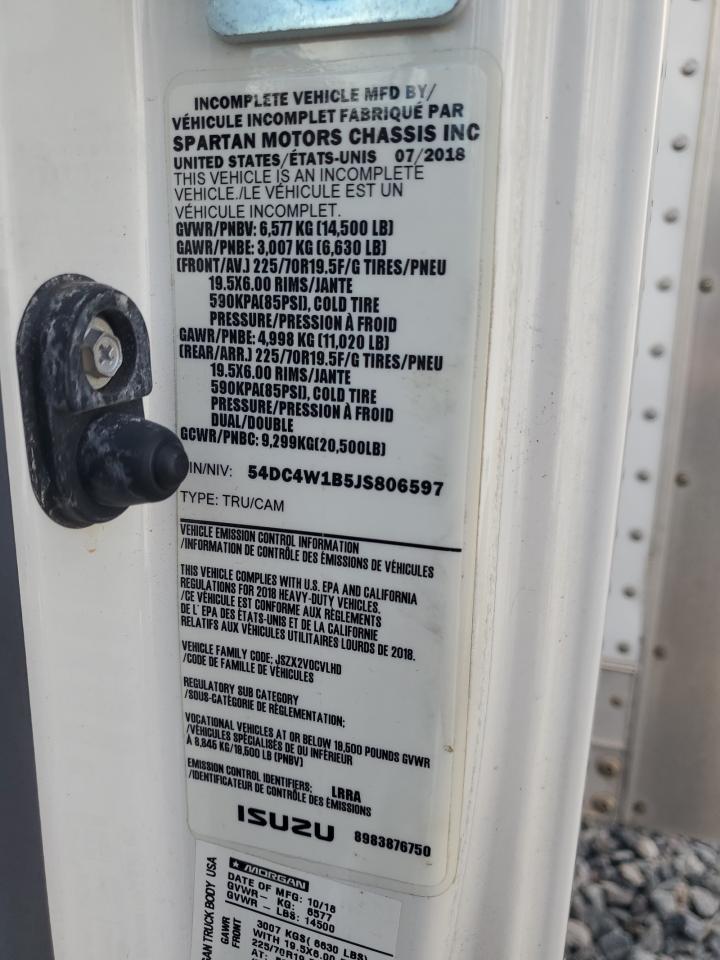 2018 Isuzu Npr Hd VIN: 54DC4W1B5JS806597 Lot: 80880635