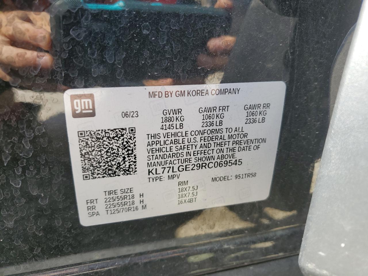 2024 Chevrolet Trax 1Rs VIN: KL77LGE29RC069545 Lot: 81540485