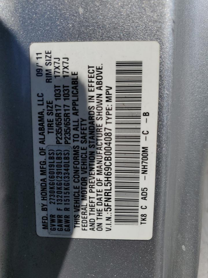 2012 Honda Odyssey Exl VIN: 5FNRL5H69CB004087 Lot: 84648905