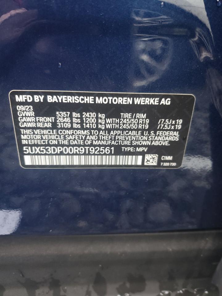 2024 BMW X3 xDrive30I VIN: 5UX53DP00R9T92561 Lot: 81784975