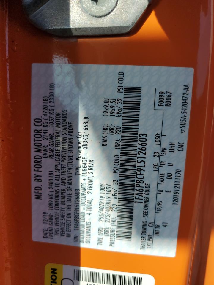 2020 Ford Mustang Gt VIN: 1FA6P8CF9L5126603 Lot: 81830415