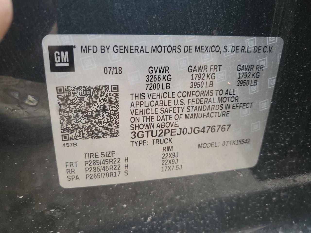 2018 GMC Sierra K1500 Denali VIN: 3GTU2PEJ0JG476767 Lot: 81569075