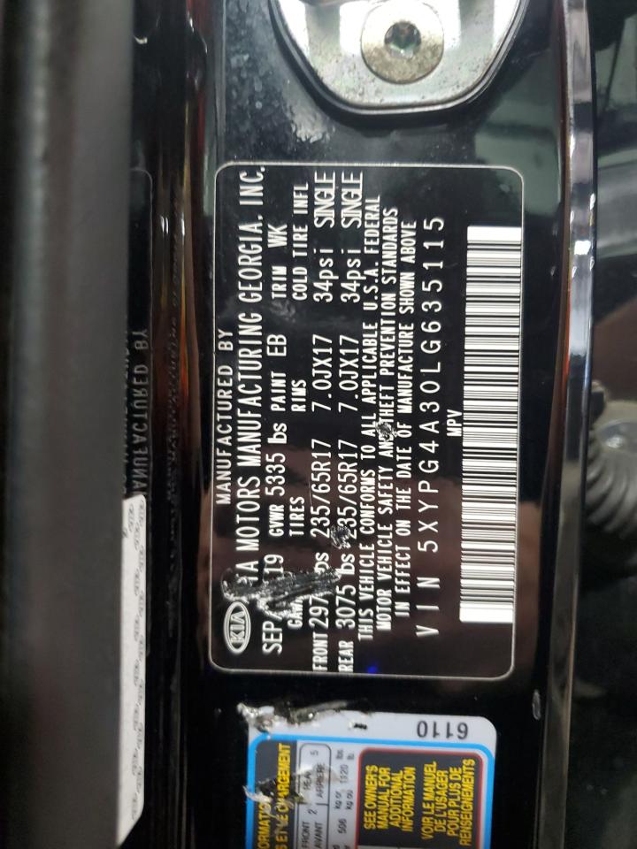 2020 Kia Sorento L VIN: 5XYPG4A30LG635115 Lot: 84287525