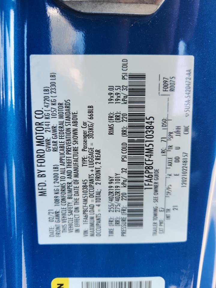 2021 Ford Mustang Gt VIN: 1FA6P8CF4M5103845 Lot: 70664745