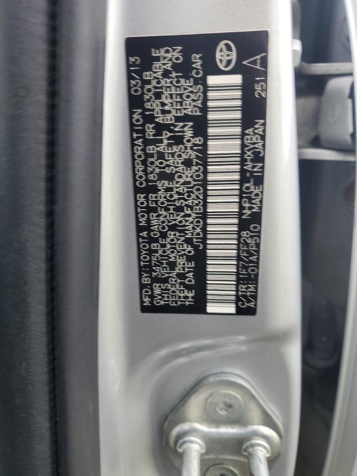 2013 Toyota Prius C VIN: JTDKDTB32D1037718 Lot: 80680455