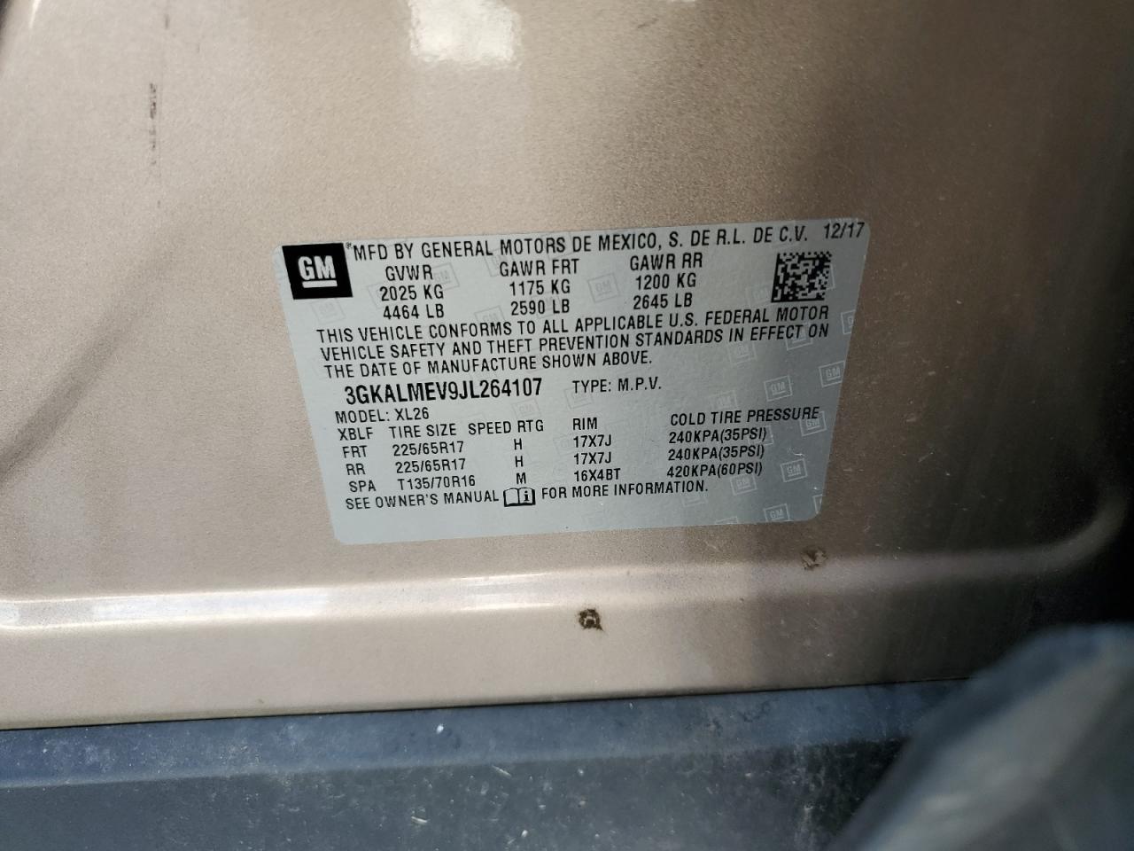 2018 GMC Terrain Sle VIN: 3GKALMEV9JL264107 Lot: 84386915