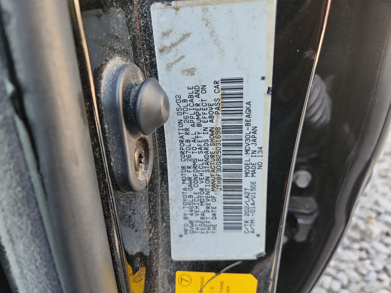 2002 Lexus Es 300 VIN: JTHBF30G825031698 Lot: 80212315