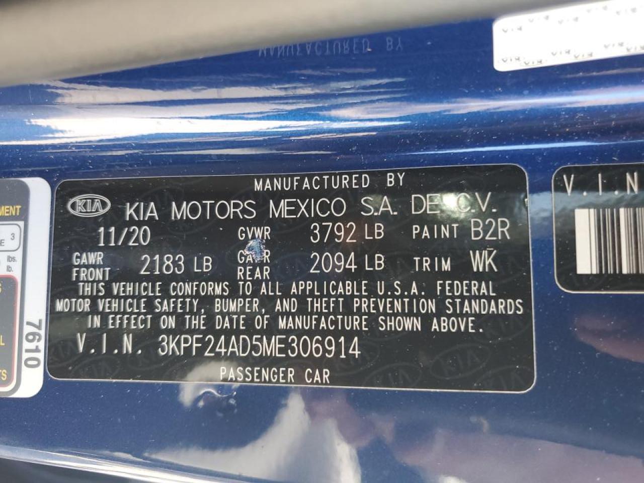 2021 Kia Forte Fe VIN: 3KPF24AD5ME306914 Lot: 71266985