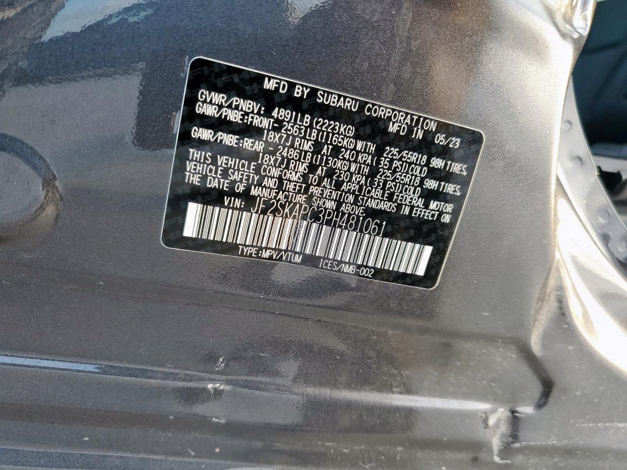 2023 Subaru Forester Limited VIN: JF2SKAPC3PH481061 Lot: 84202795