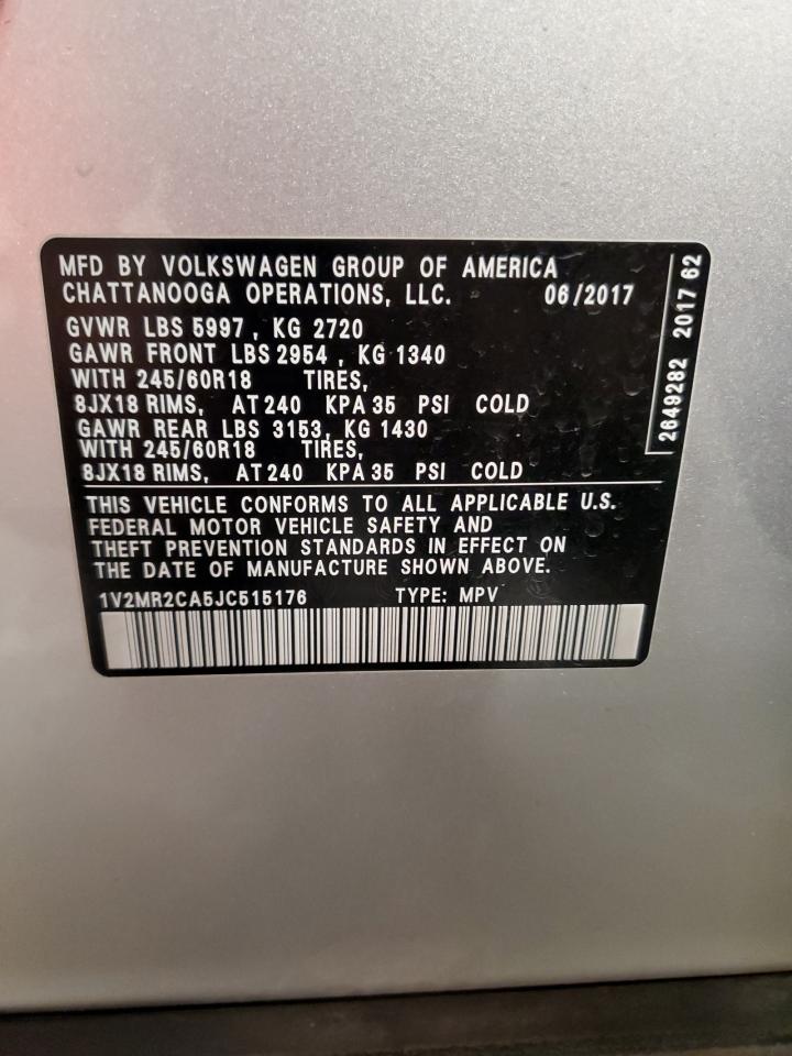 2018 Volkswagen Atlas Sel VIN: 1V2MR2CA5JC515176 Lot: 84263475