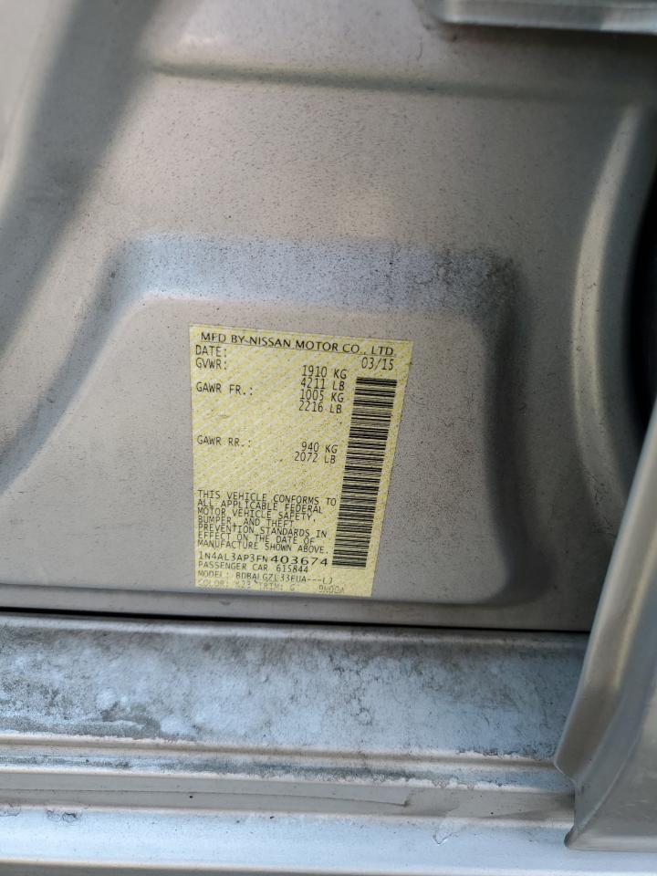 2015 Nissan Altima 2.5 VIN: 1N4AL3AP3FN403674 Lot: 80402975