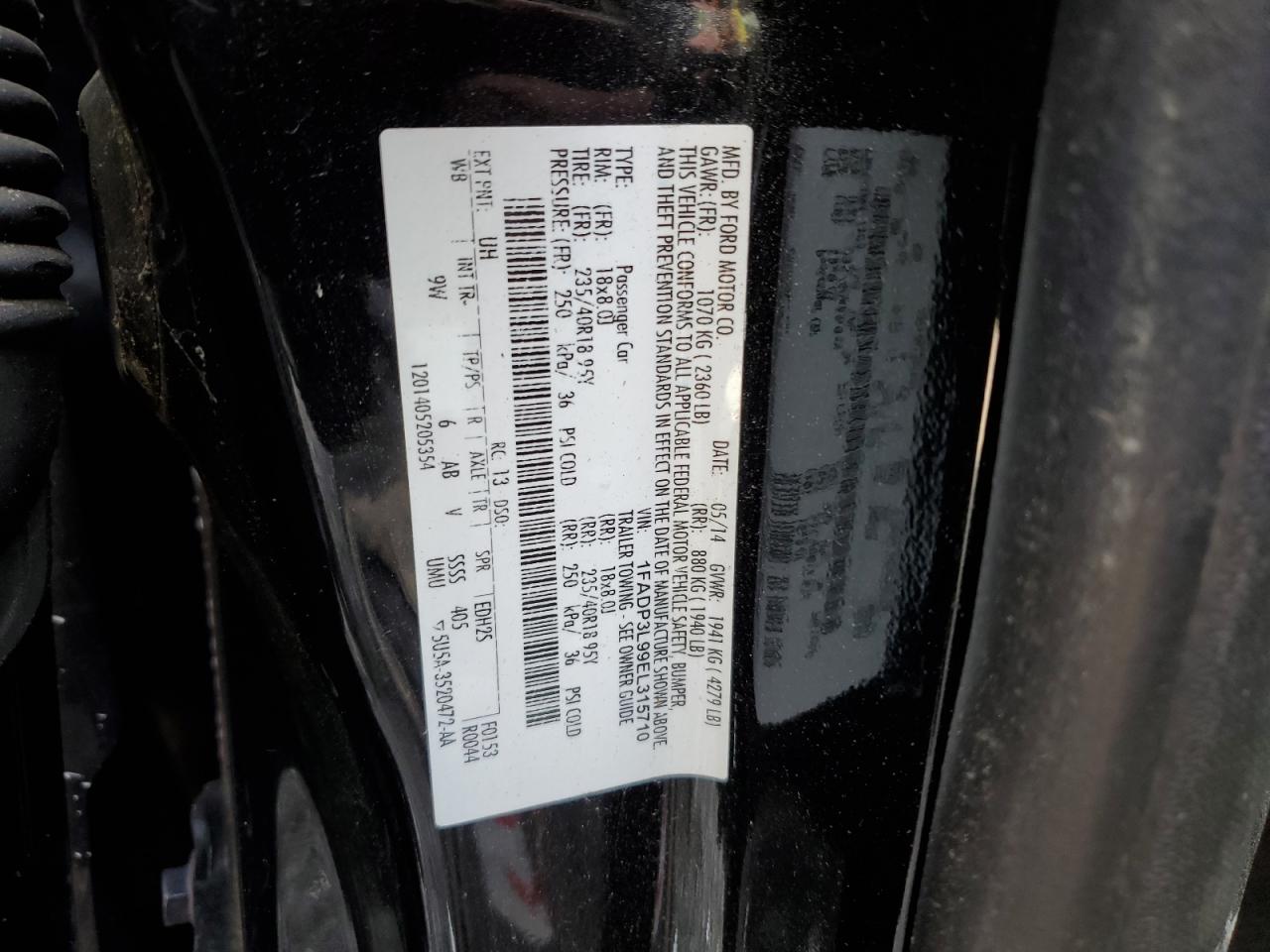 2014 Ford Focus St VIN: 1FADP3L99EL315710 Lot: 84819735