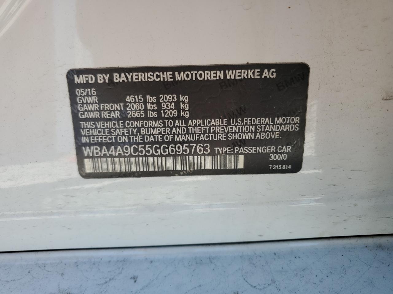 2016 BMW 428 I Gran Coupe Sulev VIN: WBA4A9C55GG695763 Lot: 80730575