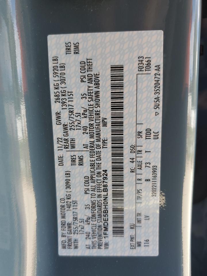 2022 Ford Bronco Base VIN: 1FMDE5BH0NLB87924 Lot: 71322925