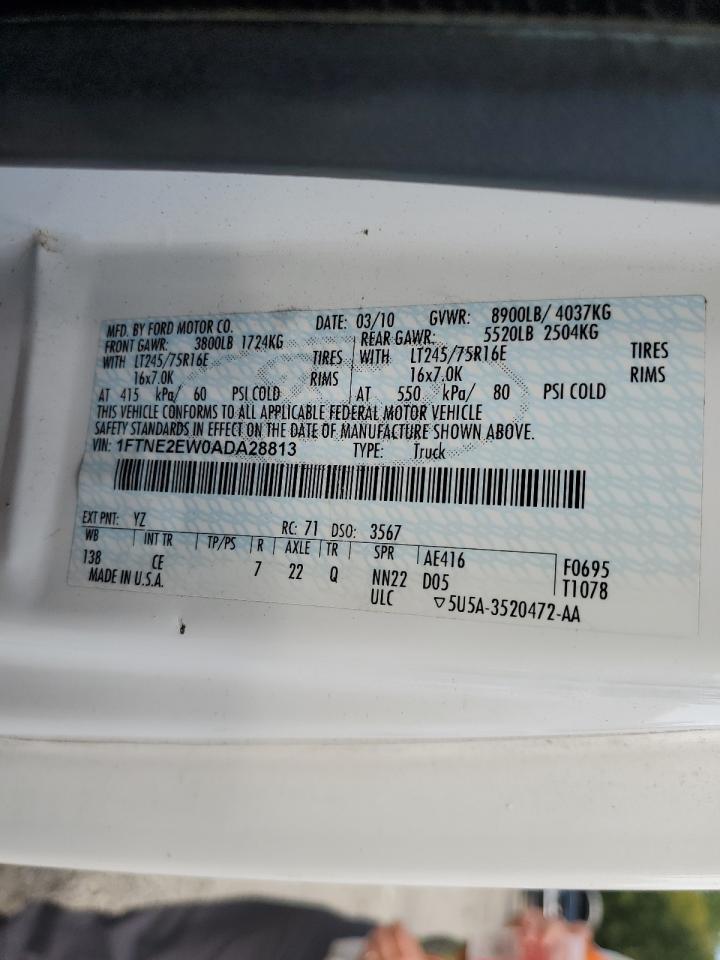 2010 Ford Econoline E250 Van VIN: 1FTNE2EW0ADA28813 Lot: 81039365