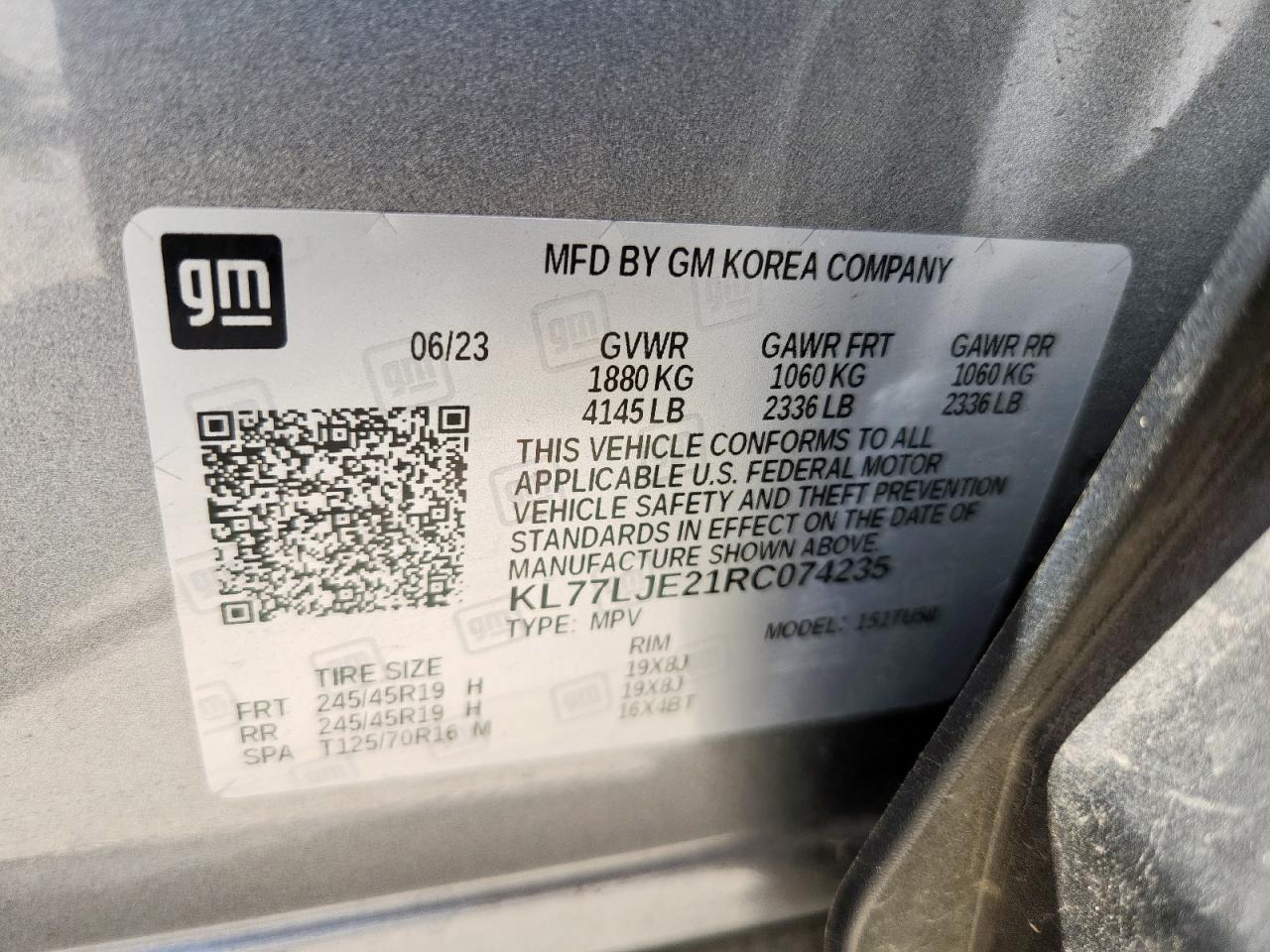 2024 Chevrolet Trax 2Rs VIN: KL77LJE21RC074235 Lot: 70674285