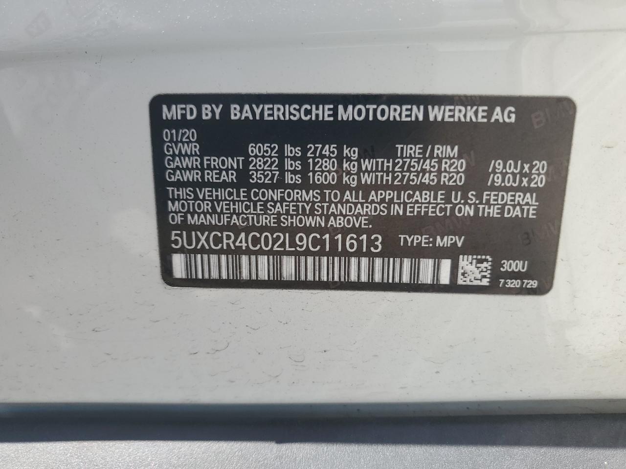 2020 BMW X5 Sdrive 40I VIN: 5UXCR4C02L9C11613 Lot: 71503445