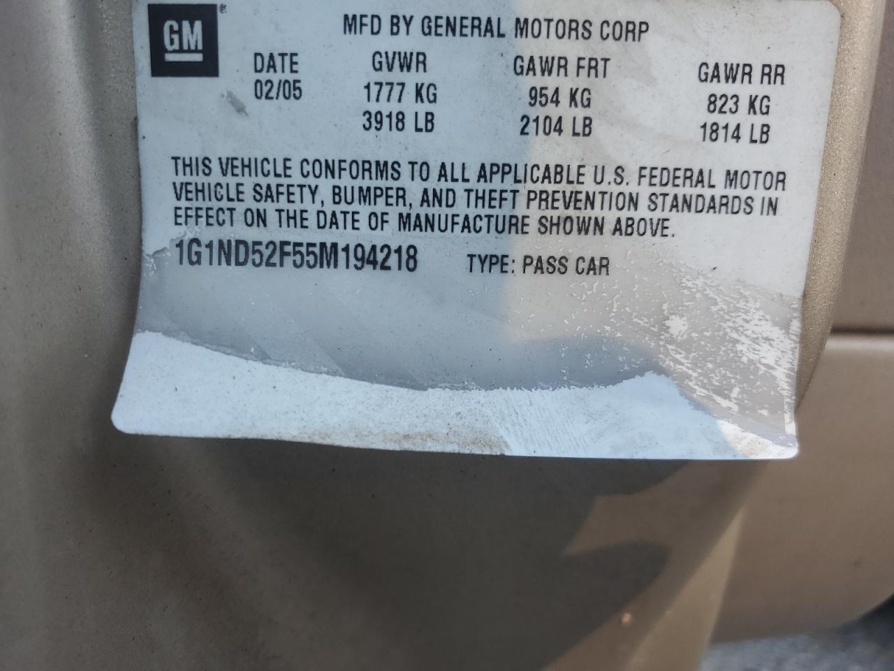 2005 Chevrolet Classic VIN: 1G1ND52F55M194218 Lot: 80612635