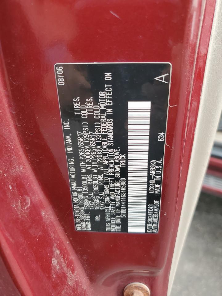 2006 Toyota Tundra Access Cab Sr5 VIN: 5TBBT44146S485980 Lot: 60146755