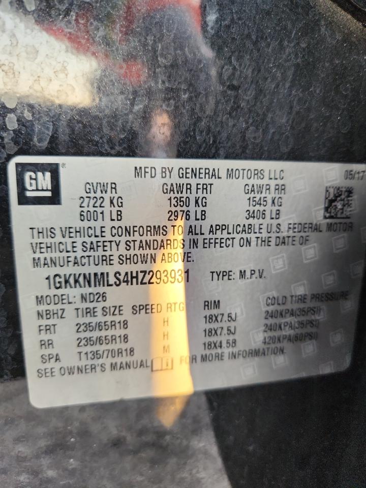 2017 GMC Acadia Slt-1 VIN: 1GKKNMLS4HZ293931 Lot: 80264425