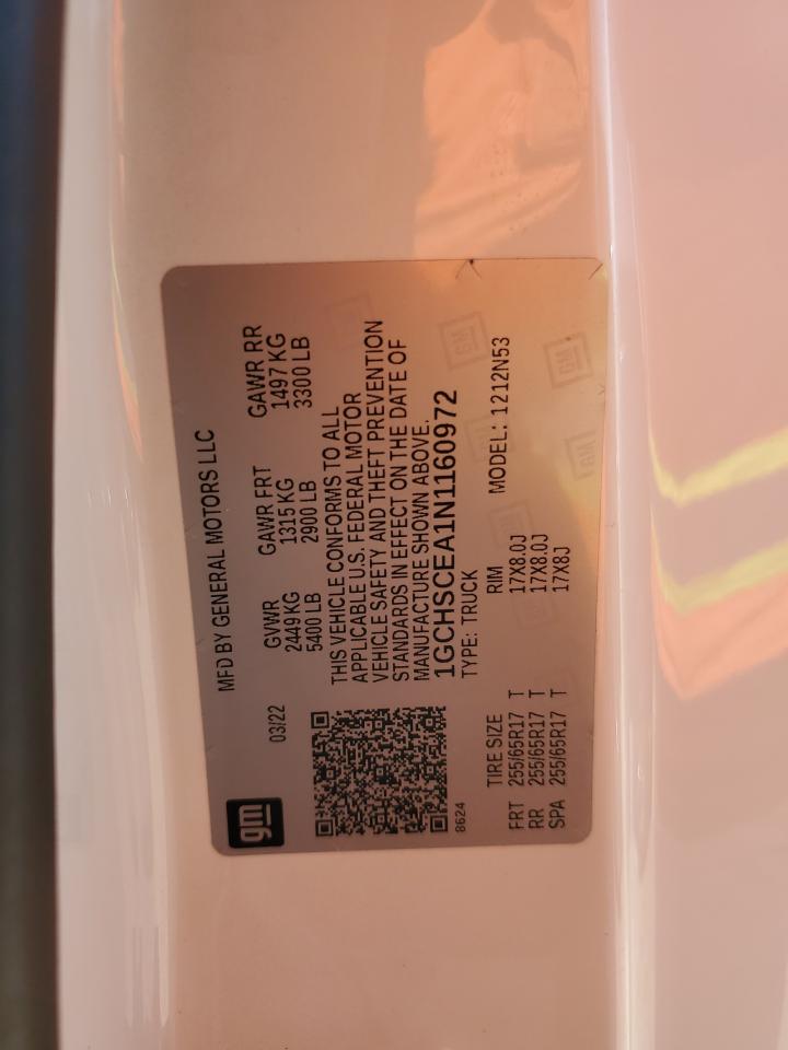 2022 Chevrolet Colorado Lt VIN: 1GCHSCEA1N1160972 Lot: 81649315