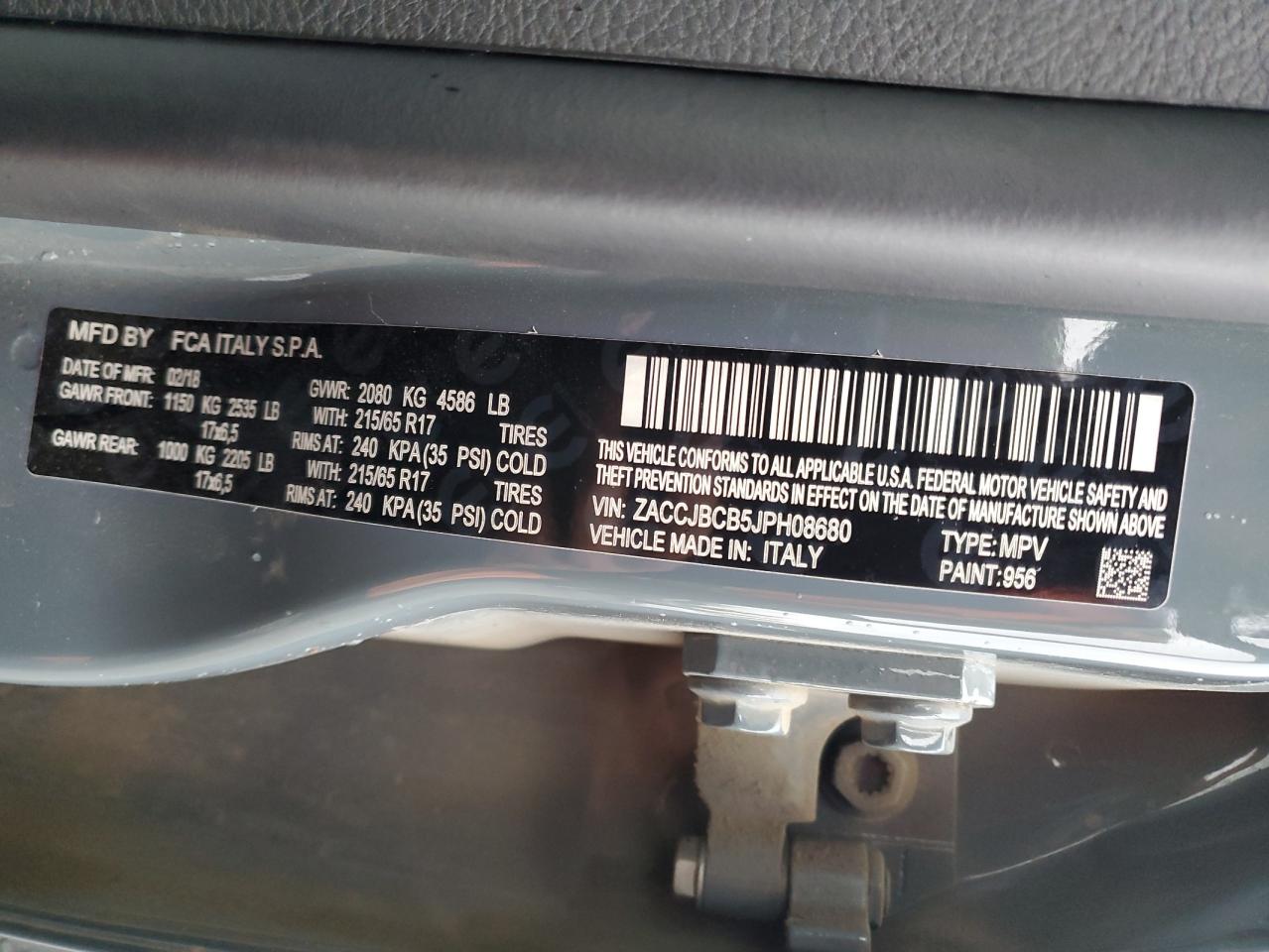 2018 Jeep Renegade Trailhawk VIN: ZACCJBCB5JPH08680 Lot: 84458695