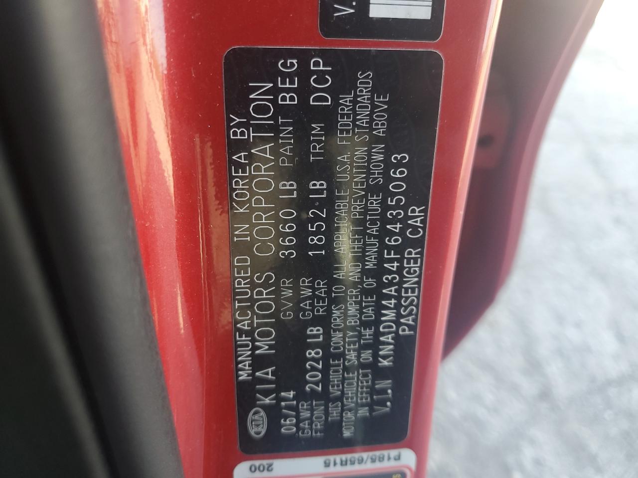 2015 Kia Rio Lx VIN: KNADM4A34F6435063 Lot: 81147985