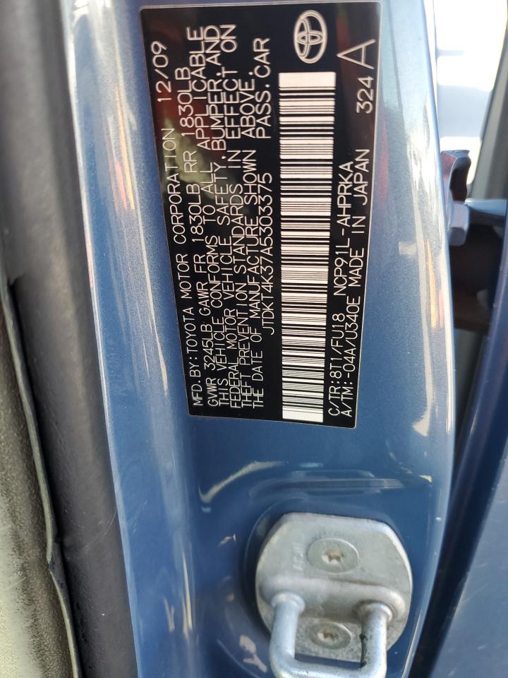 2010 Toyota Yaris VIN: JTDKT4K37A5303375 Lot: 84184305