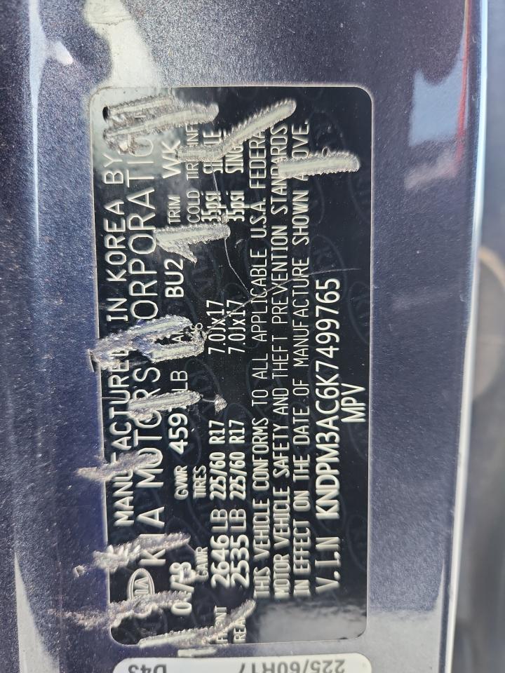 2019 Kia Sportage Lx VIN: KNDPM3AC6K7499765 Lot: 71578665